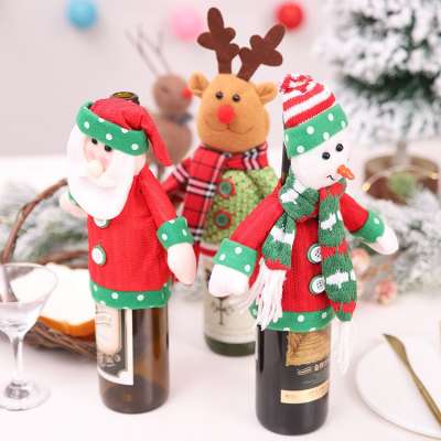 Christmas Bottle Cover Santa Claus Snowman Knitting Wine Cover For Christmas Holpday Decoration