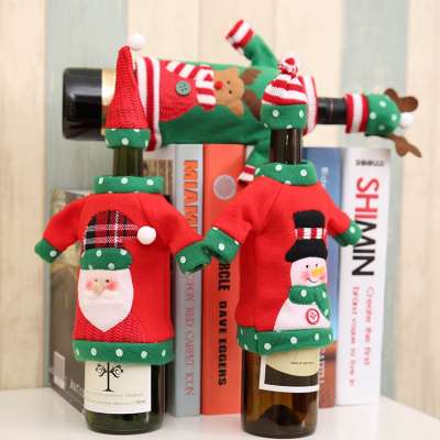 Hot Selling 3 Style Christmas Wine Bottle Cover  For New Year's Bottle Cover Christmas Decoration On The Bottle