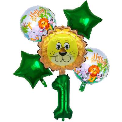 Newest 18 Inches Round Forest Animal Aluminum Foil Balloon For Children's Birthday Lion Jungle Party Decoration