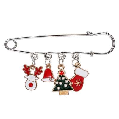 Hot Selling  Christmas Brooch Collar Pin Clothing Accessories  Brooch or Tree Badge Metal   Brooch for Christmas Gifts