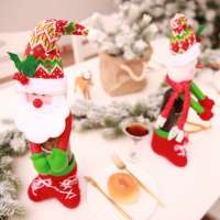 Factory Instock Christmas Home Decoration Accessories Santa Claus Snowman Champagne Wine Bottle  Cover